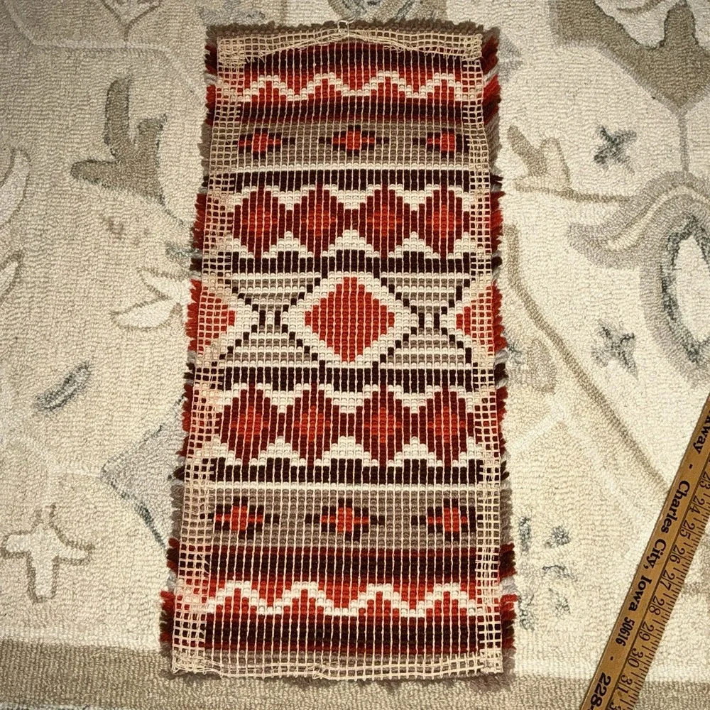 Vintage Latch Hook Wall Rug Tapestry 70s Boho MCM Earth Tones Southwestern
